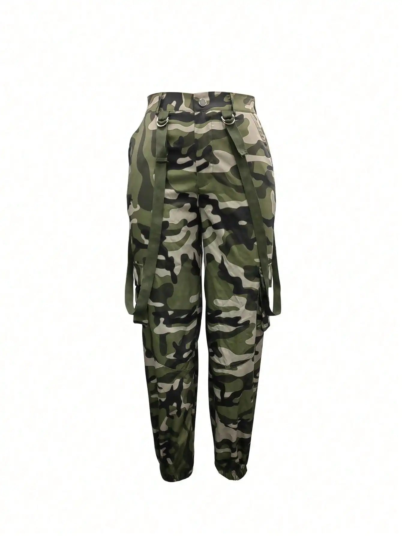 Women's Y2K Camo Cargo Pants - High-Waisted Slim Fit Army Fatigue with Suspenders, Casual Jogger Sweatpants T Styles Online