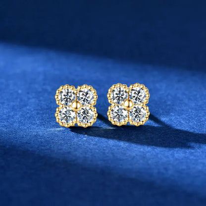 18k Gold Plated 925 Silver 3mm Moissanite Necklace Earrings Bracelet Sets 3 In 1 Clover Flower Charm Jewelry Set for Women Gift T Styles Online