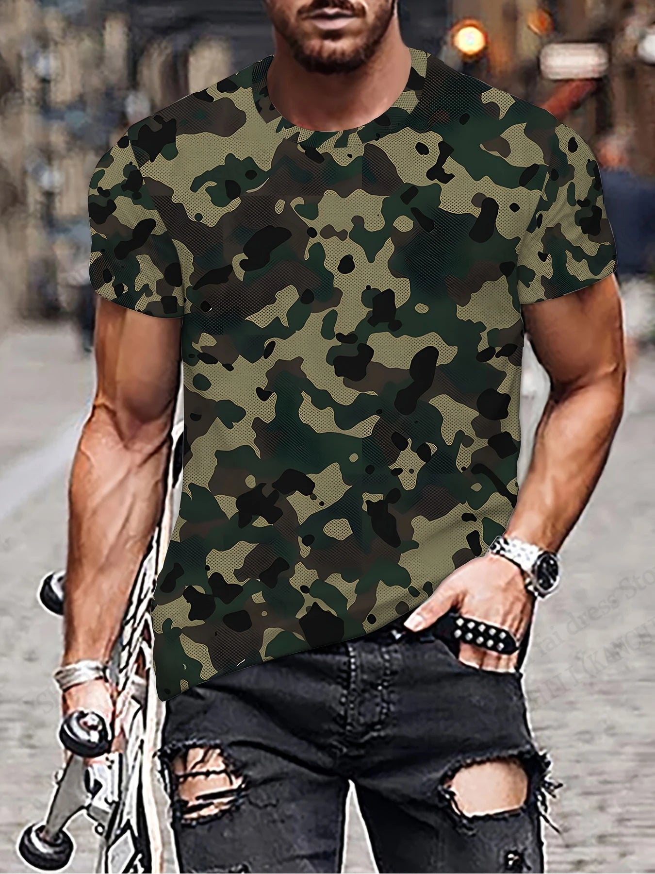 Mens Camouflage Camo 3d Print T-shirt Men Women Fashion Casual Short Sleeve Tshirt Kids Tops Tees Outdoor Sports Clothing Breath T Styles Online