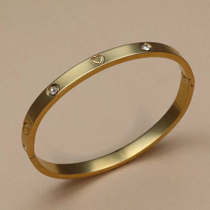 2PCS Fashion Stainless Steel Crystal Gold Color Bracelet Women Jewellery Bangle Party Gift XCB-017 T Styles Online