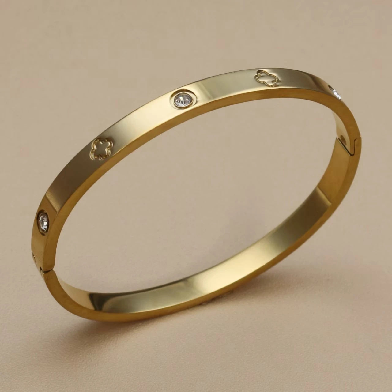 2PCS Fashion Stainless Steel Crystal Gold Color Bracelet Women Jewellery Bangle Party Gift XCB-017 T Styles Online