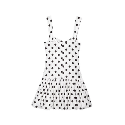 European and American style 2025 summer new sexy hot girl low-cut slim polka dot suspender dress T Styles Online