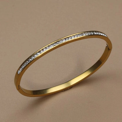 2PCS Fashion Stainless Steel Crystal Gold Color Bracelet Women Jewellery Bangle Party Gift XCB-017 T Styles Online