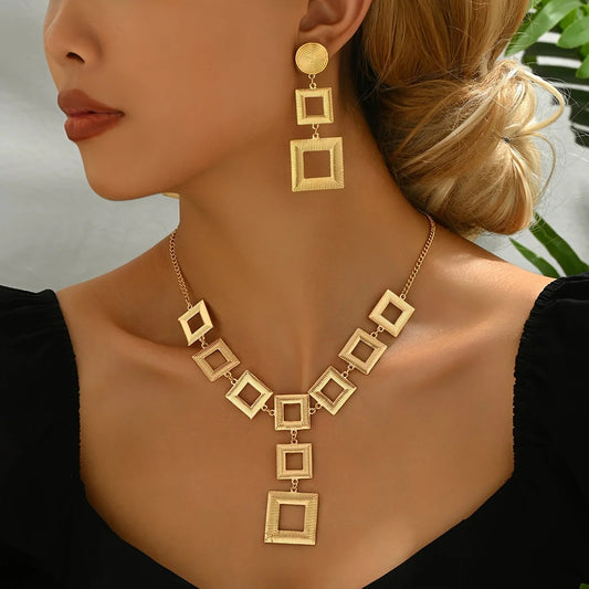 Gold Geometric Jewelry Set T Styles Online