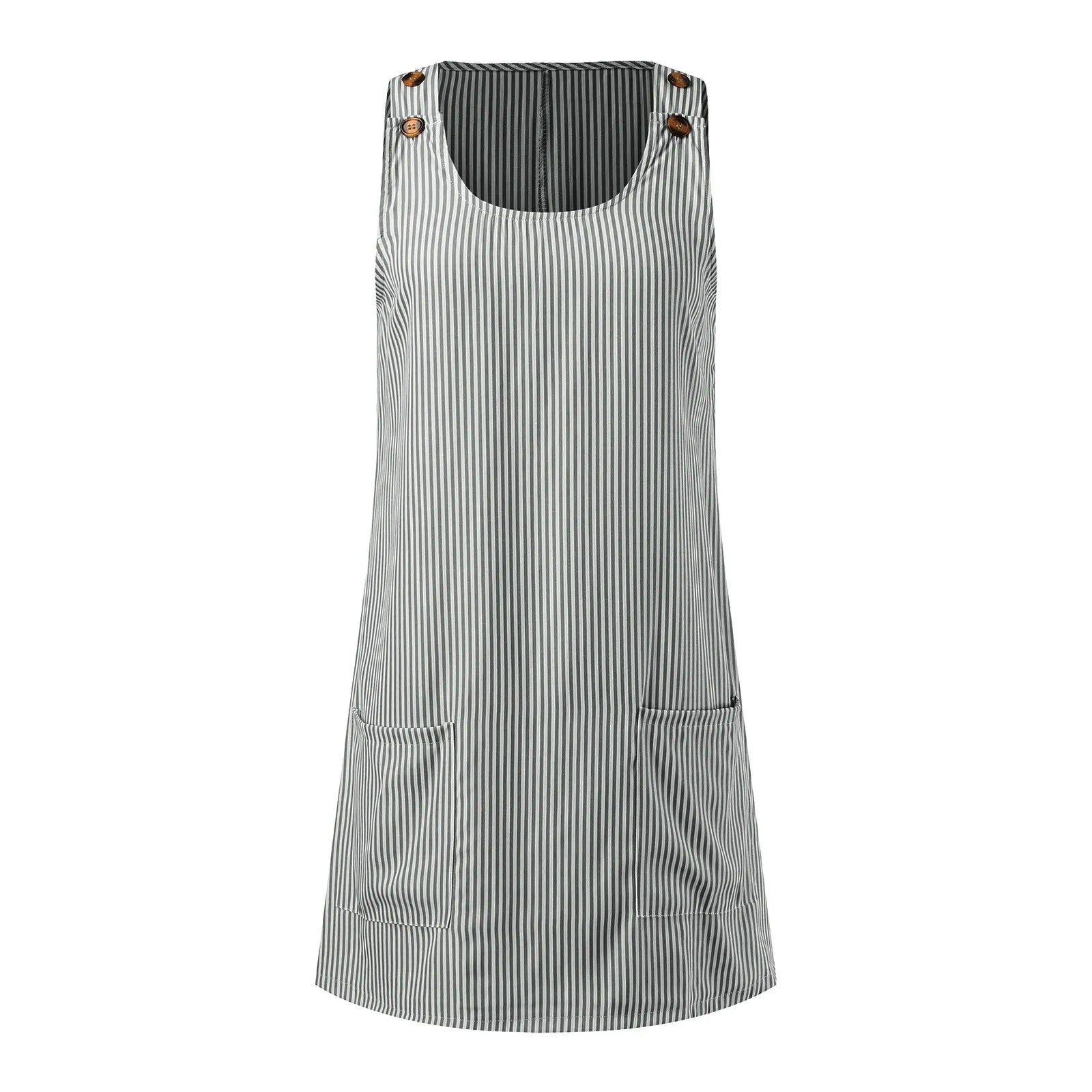 Dresses For Women Summer Casual Plus Size Women Fashion Striped Print Crew Neck Dress Casual Sleeveless Vestido Mujer Elegante T Styles Online