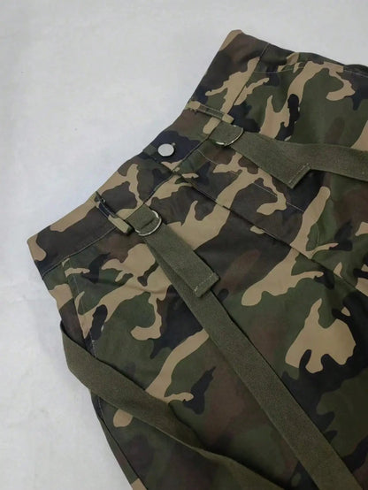 Women's Y2K Camo Cargo Pants - High-Waisted Slim Fit Army Fatigue with Suspenders, Casual Jogger Sweatpants T Styles Online