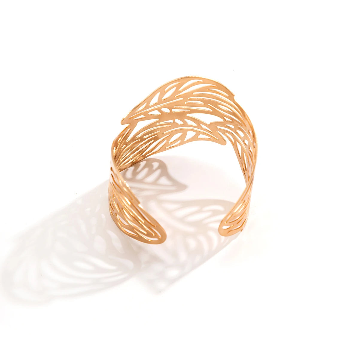Lacteo Trendy Hollow Wide Cuff Bracelet Leaf Flower Shape Opening Gold Color Big Bangle for Women Jewelry Fashion Punk Ladies T Styles Online