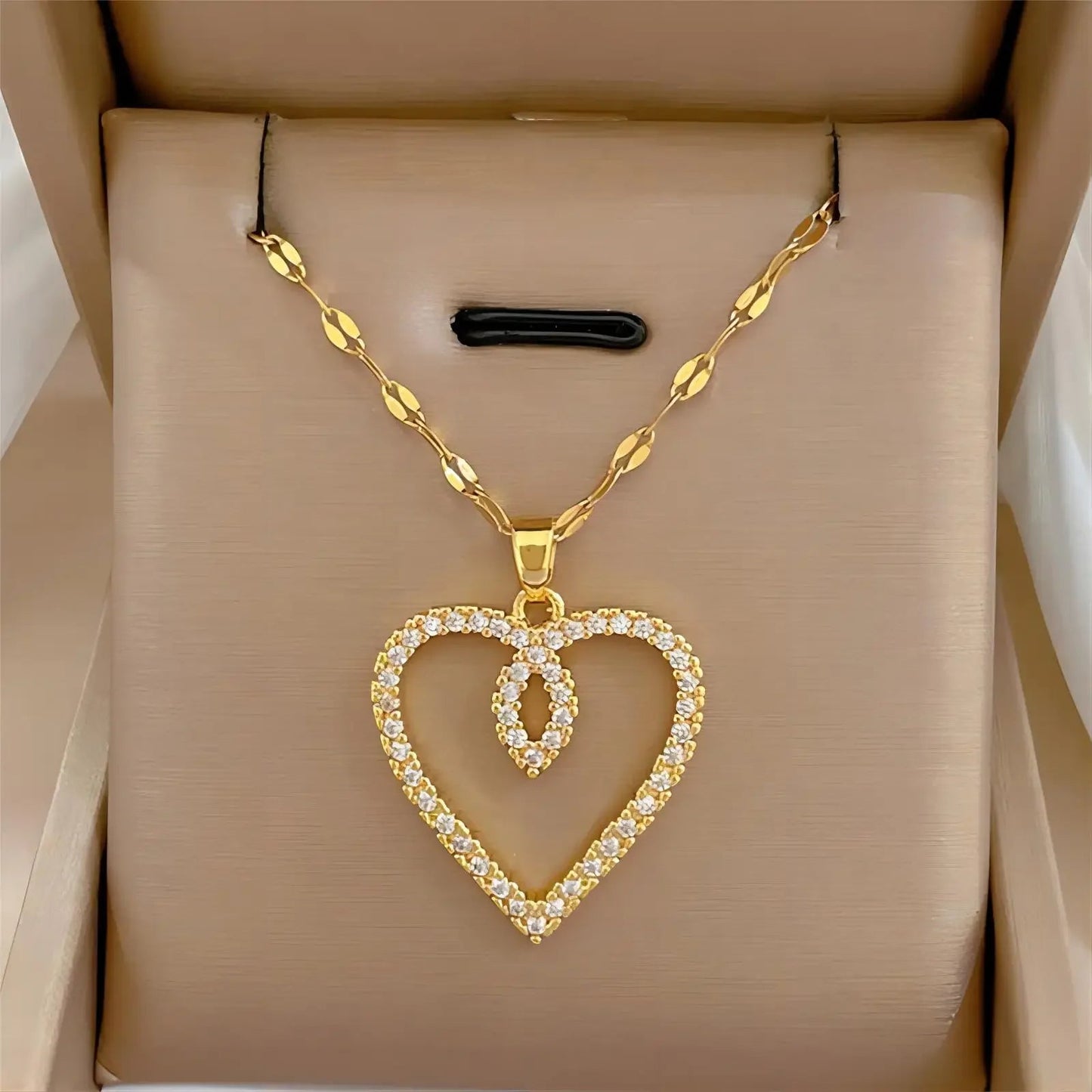 Trendy Heart Stainless Steel Zirconia Necklaces For Women Girls Love Gold Color Metal Necklace Party Birthday Daily Jewelry T Styles Online