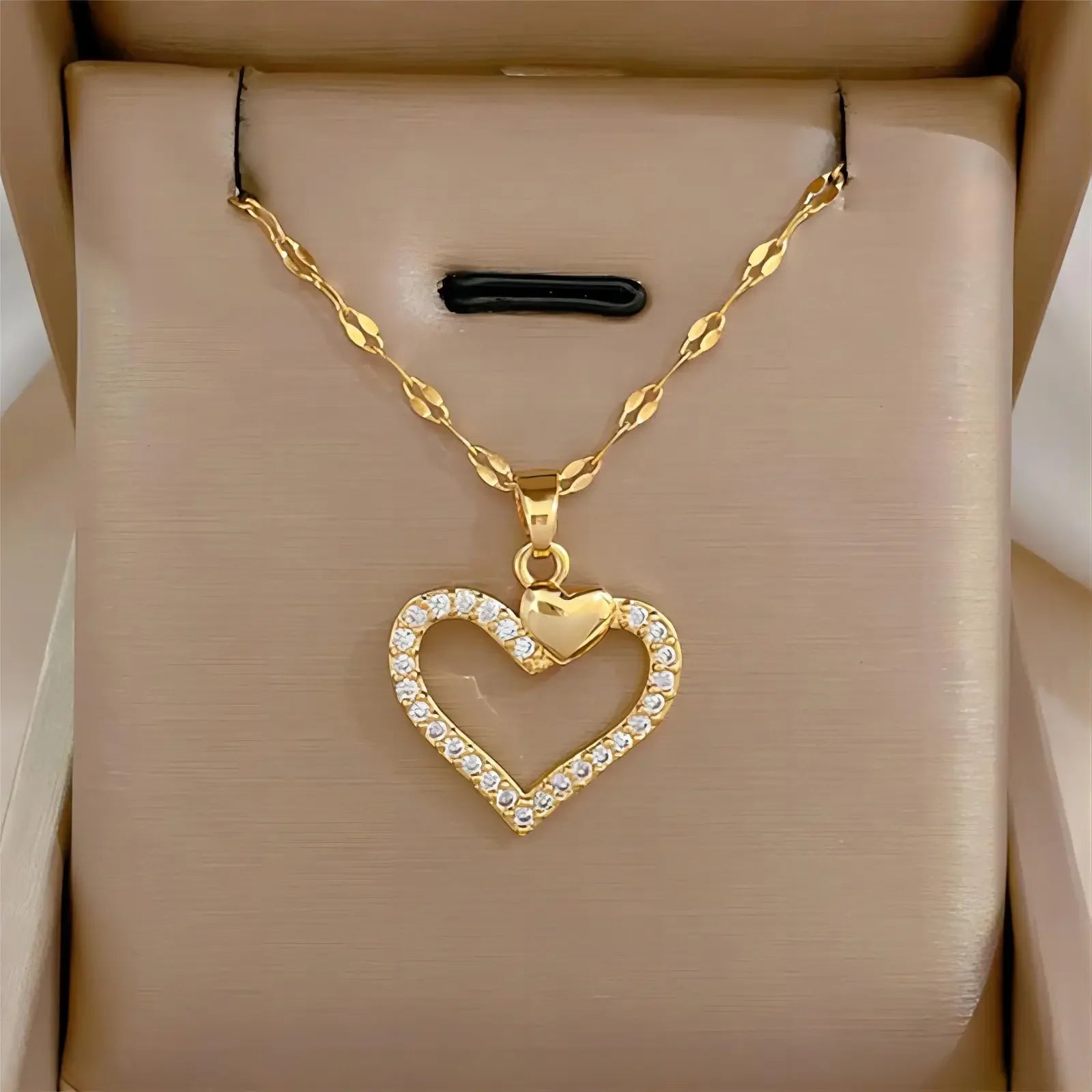 Trendy Heart Stainless Steel Zirconia Necklaces For Women Girls Love Gold Color Metal Necklace Party Birthday Daily Jewelry T Styles Online