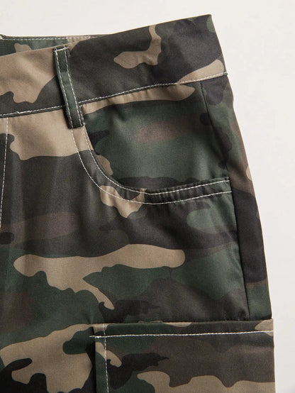 Women's Camo Cargo Pants High Waist Wide Leg Baggy Pants with Flat Pockets Casual Streetwear Jogger Military Pants 2025 T Styles Online