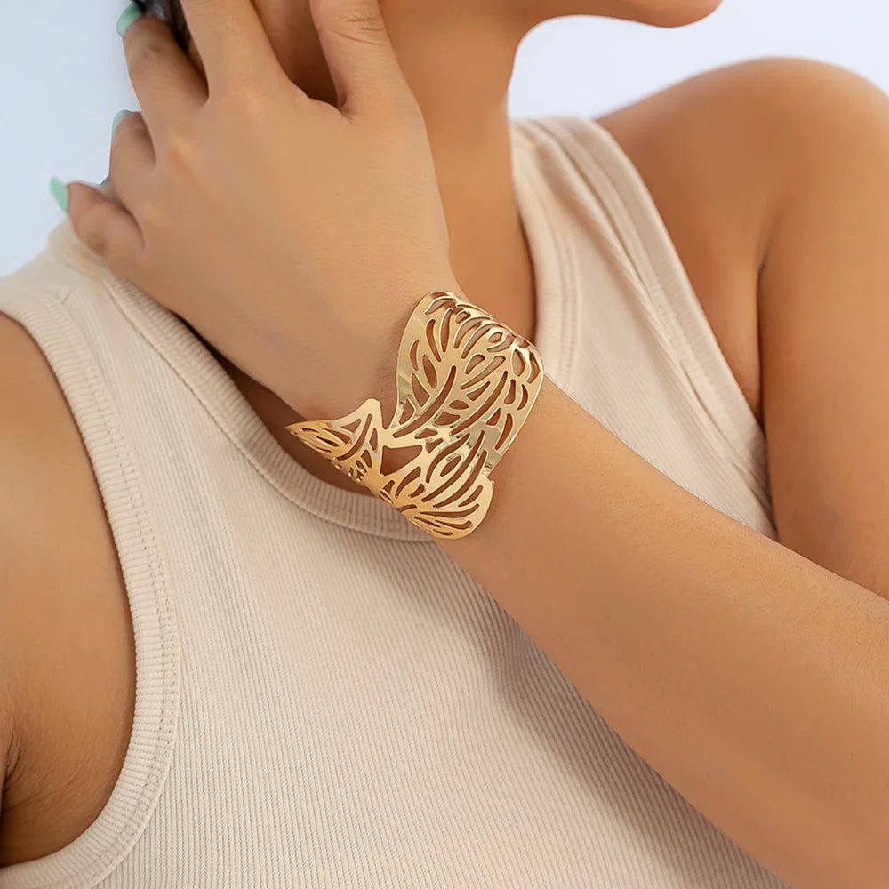 Gold Leaf Cuff Bracelet T Styles Online