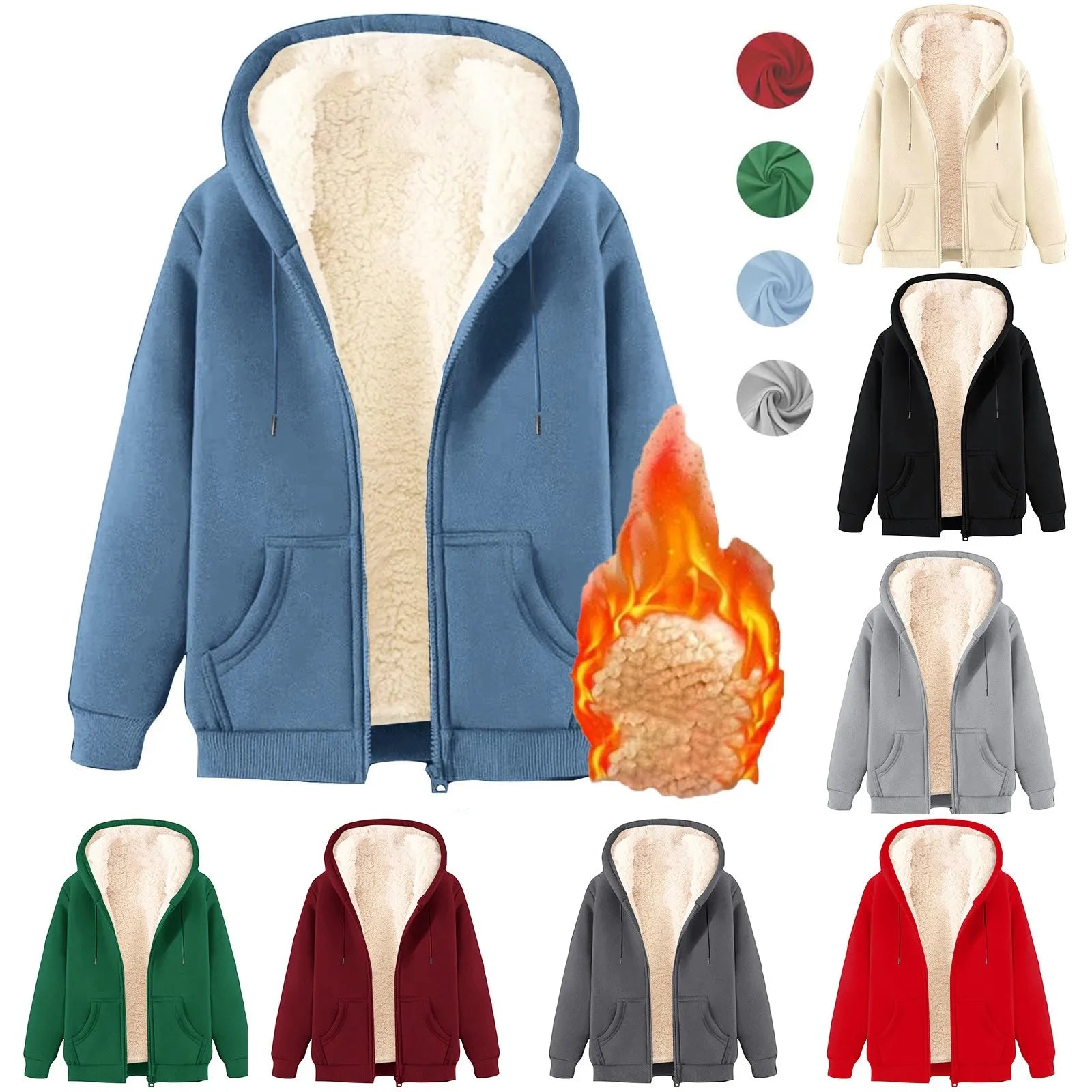 Women’s Thick Fleece Zip-Up Hoodie T Styles Online