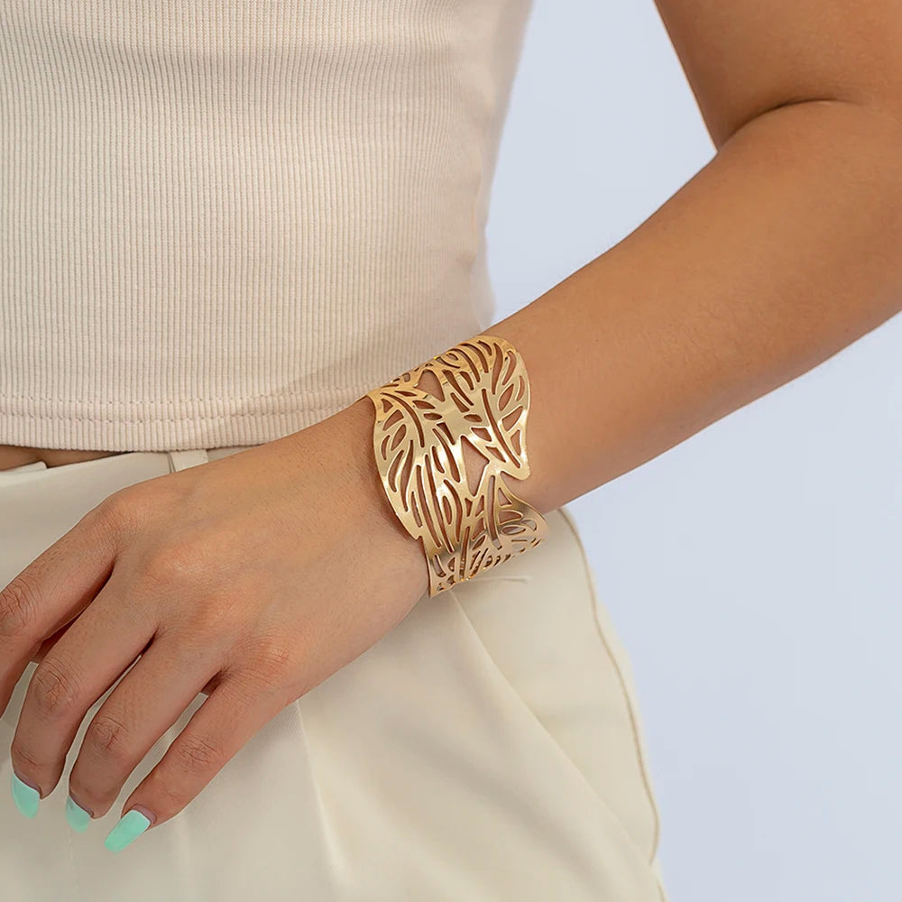 Gold Leaf Cuff Bracelet T Styles Online