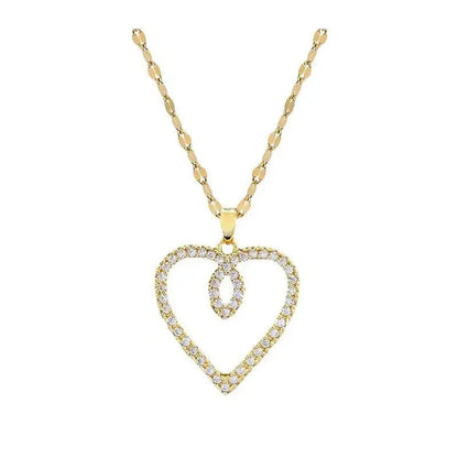 Trendy Heart Stainless Steel Zirconia Necklaces For Women Girls Love Gold Color Metal Necklace Party Birthday Daily Jewelry T Styles Online