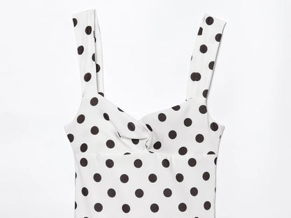 European and American style 2025 summer new sexy hot girl low-cut slim polka dot suspender dress T Styles Online