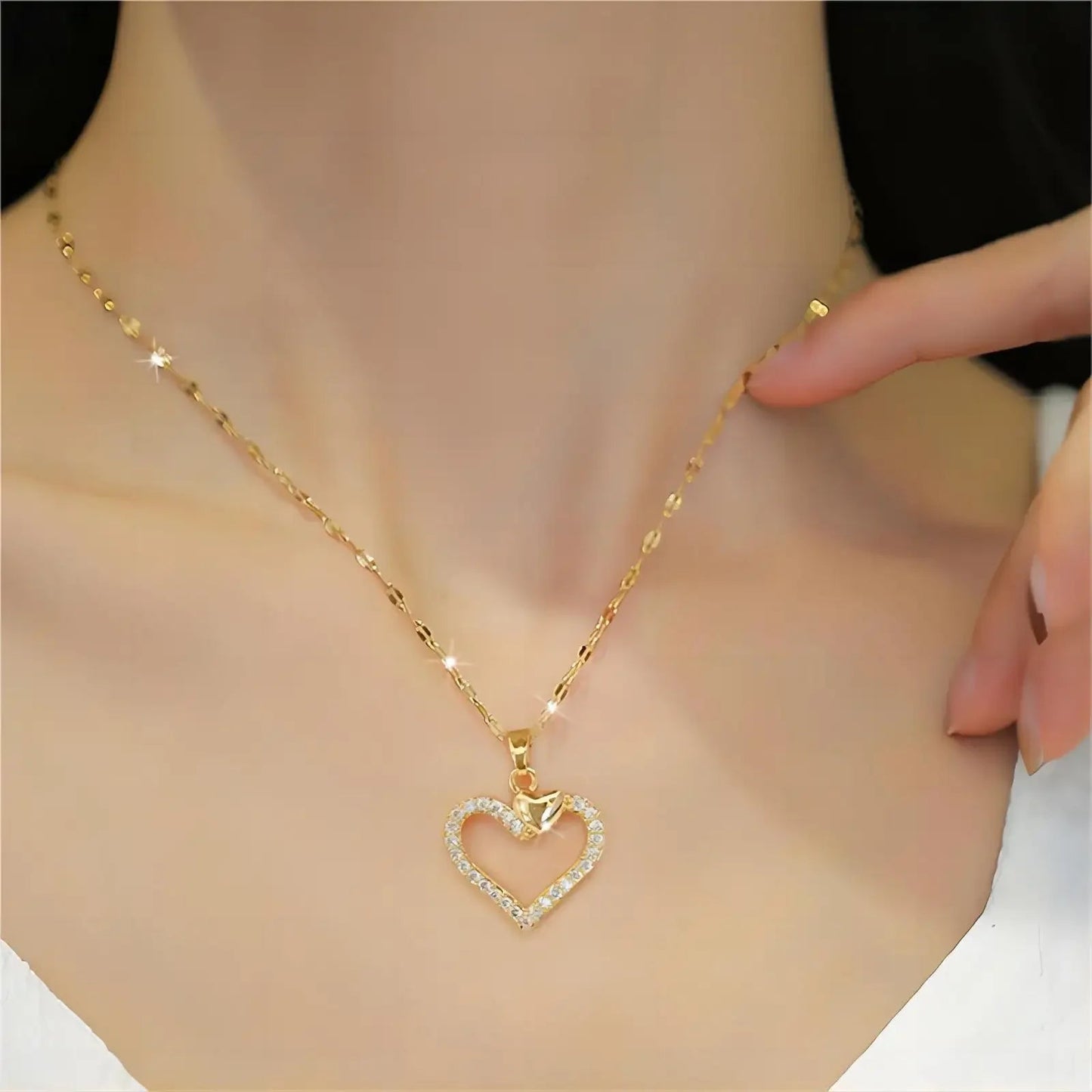 Trendy Heart Stainless Steel Zirconia Necklaces For Women Girls Love Gold Color Metal Necklace Party Birthday Daily Jewelry T Styles Online