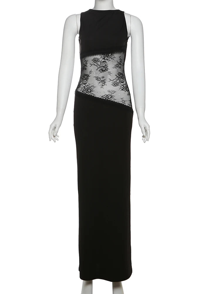 Weird Puss Backless Sexy Dress Women Jacquard Mesh Patchwork Irregular Chic Y2K Summer Midnight Party Clubwear Vacation Bodycon T Styles Online