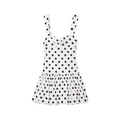European and American style 2025 summer new sexy hot girl low-cut slim polka dot suspender dress T Styles Online