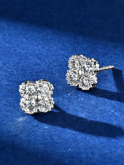 18k Gold Plated 925 Silver 3mm Moissanite Necklace Earrings Bracelet Sets 3 In 1 Clover Flower Charm Jewelry Set for Women Gift T Styles Online
