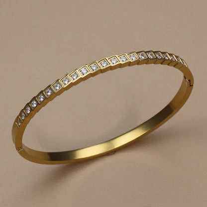2PCS Fashion Stainless Steel Crystal Gold Color Bracelet Women Jewellery Bangle Party Gift XCB-017 T Styles Online