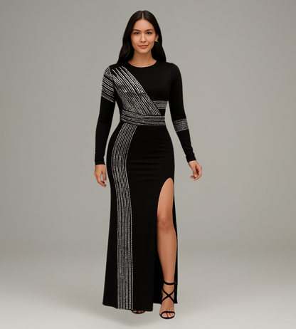 Women’s Sexy Long Sleeve Sequin Maxi Dress with High Slit T Styles Online