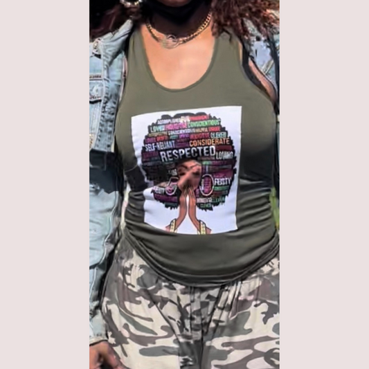 Glam Queen Tanks - Army Green T Styles Online